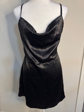wild fable Black Satin Cowl Slip Dress
